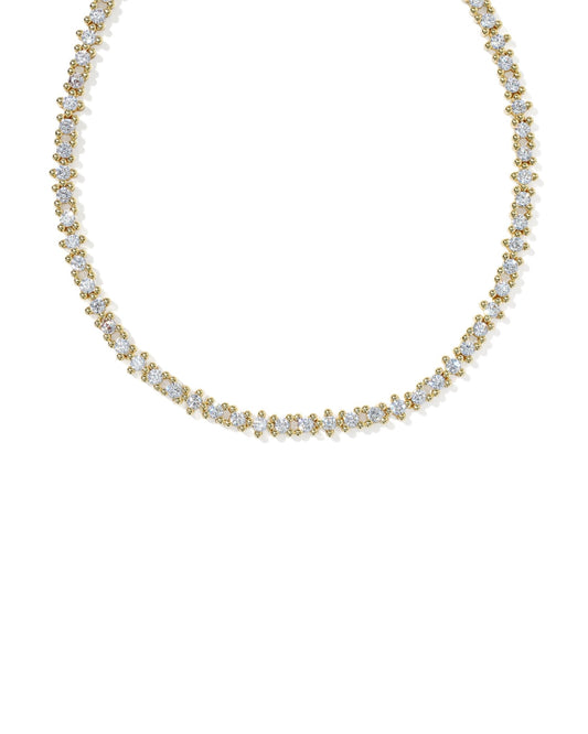 FATE TENNIS NECKLACE - GOLD WHITE CZ - She Chester