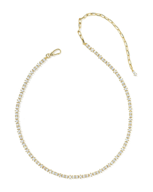 FATE TENNIS NECKLACE - GOLD WHITE CZ - She Chester