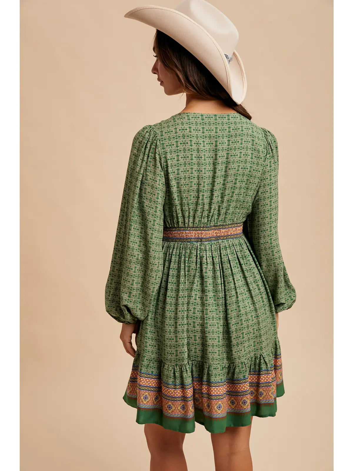 Gaia Green Printed Mini Dress