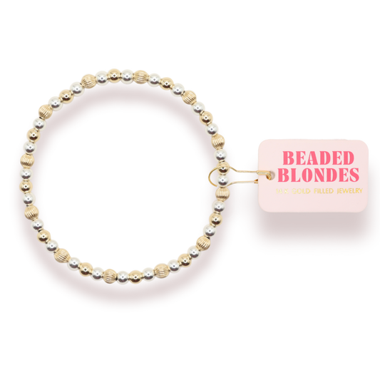 Haven Mixed Metal Fluted Bracelet: Standard 6.75 inch