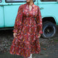 Fields of Fall Maroon Dress - She Chester
