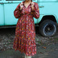 Fields of Fall Maroon Dress - She Chester