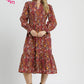 Fields of Fall Maroon Dress - She Chester