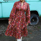 Fields of Fall Maroon Dress - She Chester