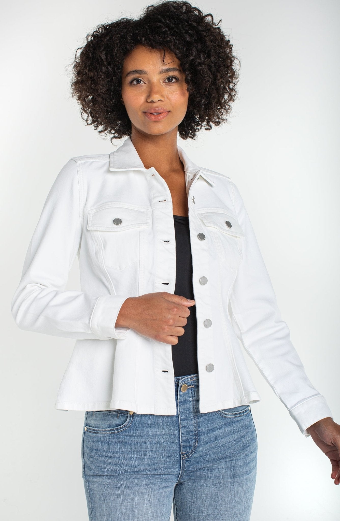Fit and Flare Trucker Jacket - Bright White - She Chester