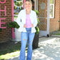 Fit and Flare Trucker Jacket - Bright White - She Chester