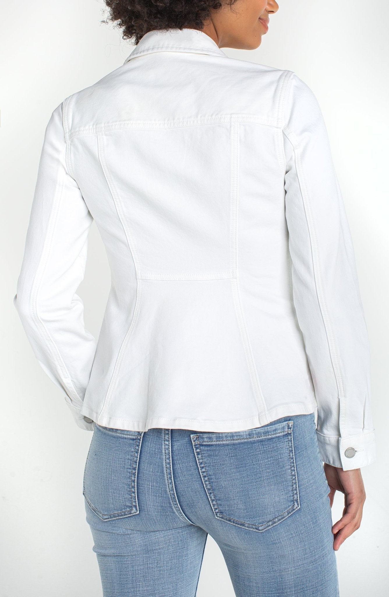 Fit and Flare Trucker Jacket - Bright White - She Chester