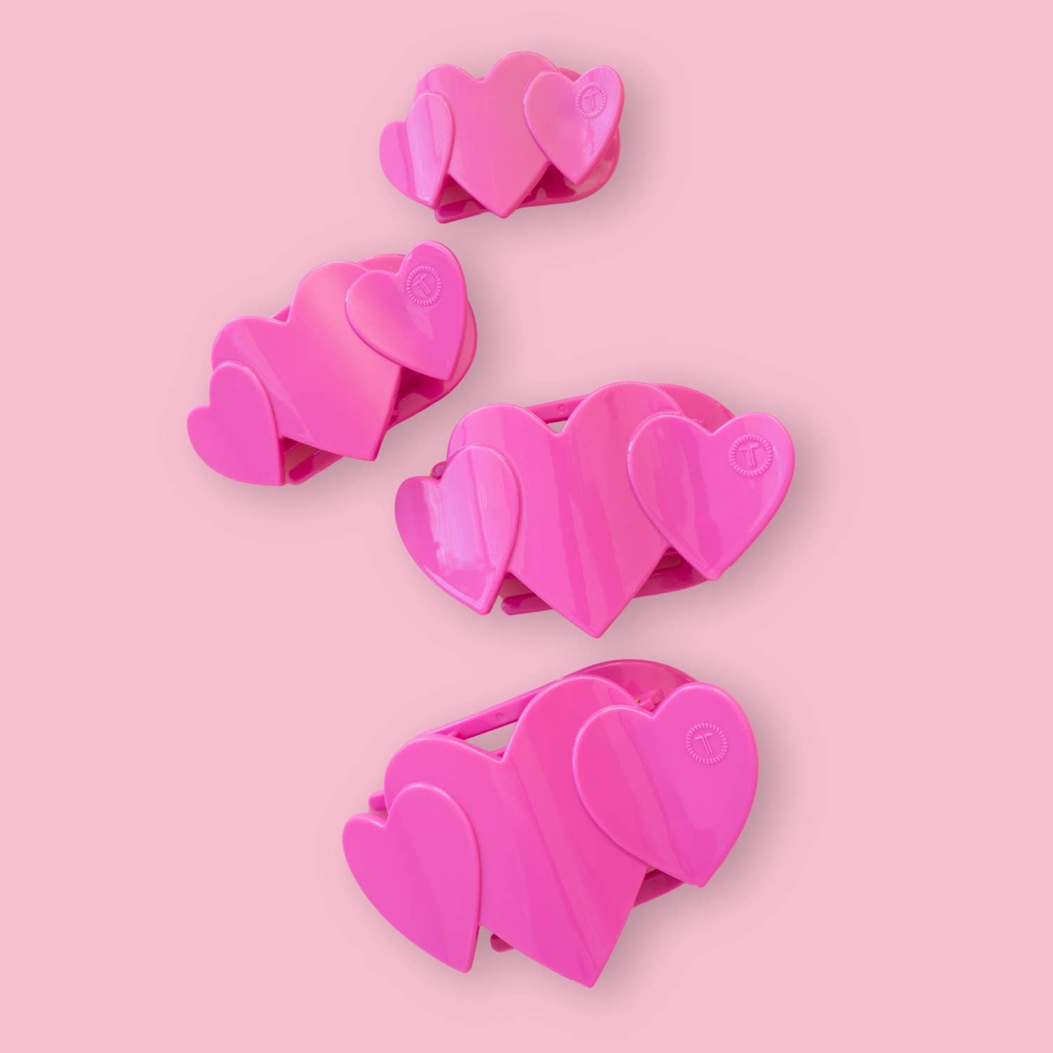Flat Hair Clip | Medium | Pink Heart to Heart - She Chester