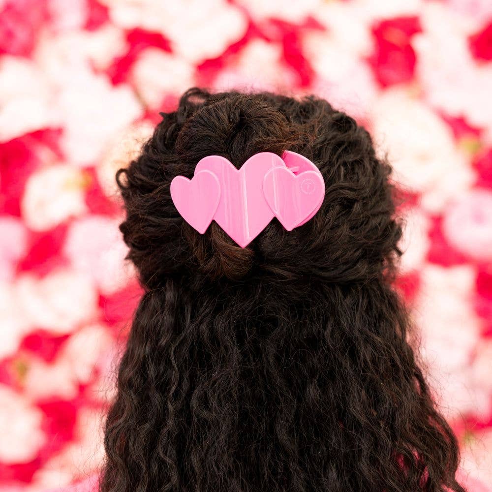 Flat Hair Clip | Medium | Pink Heart to Heart - She Chester