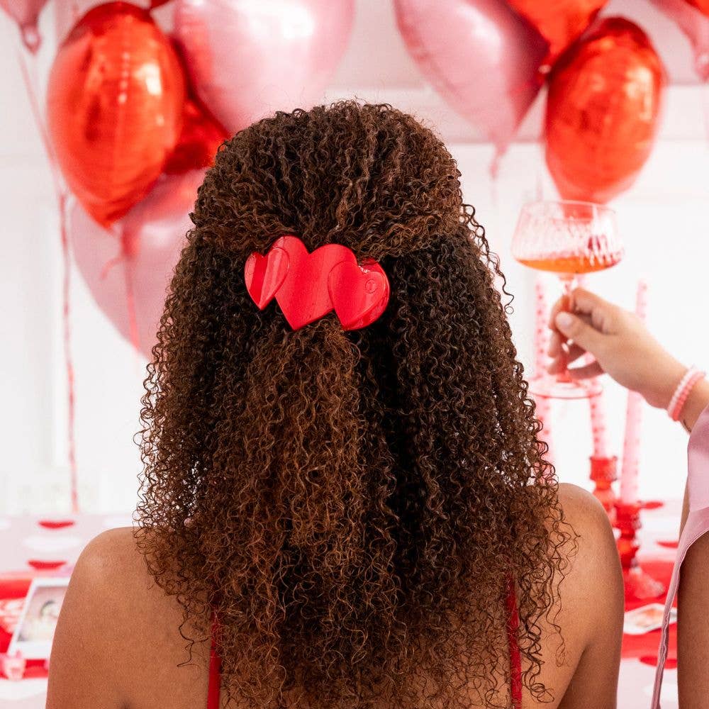 Flat Hair Clip | Medium | Red Heart to Heart - She Chester