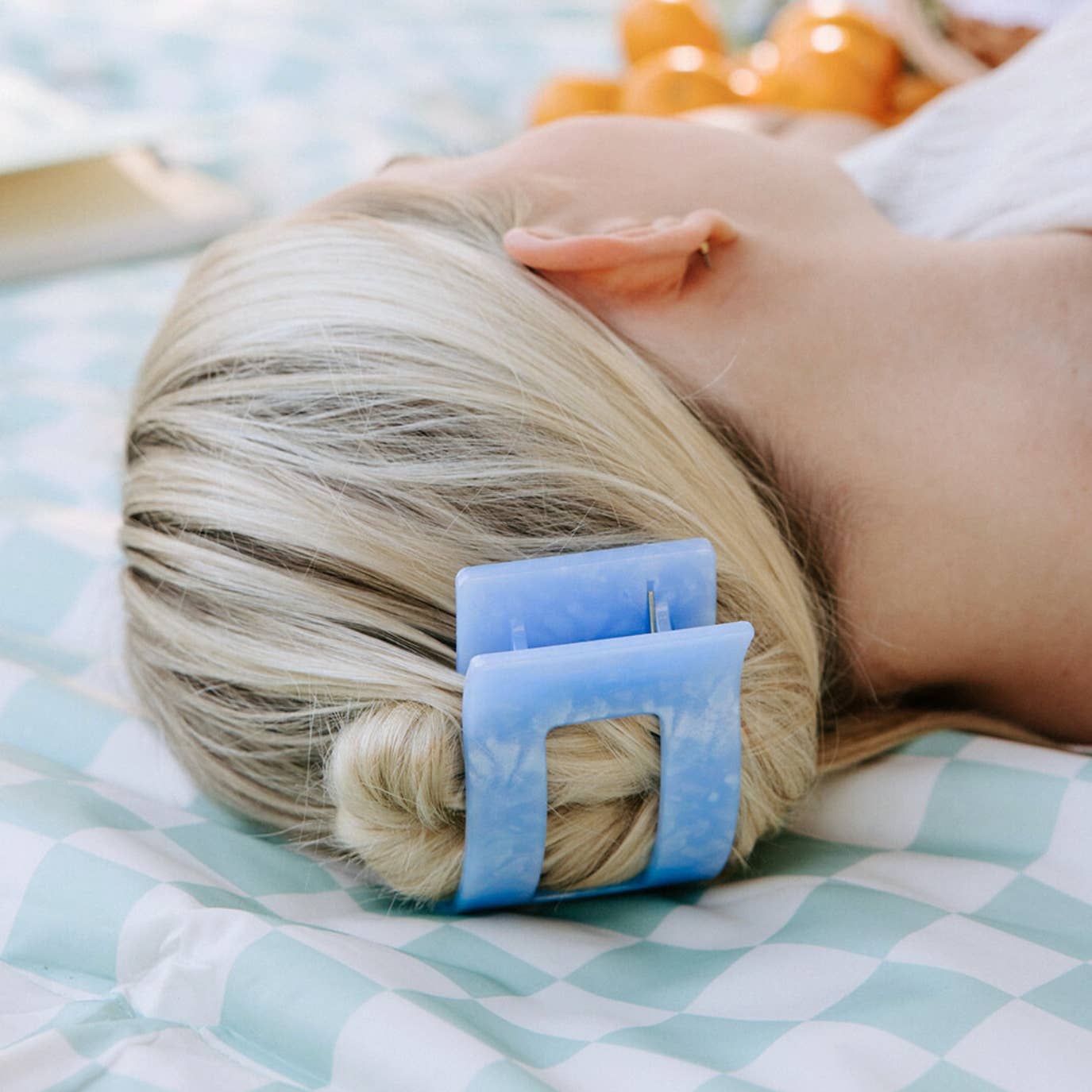 Flat Rectangle Hair Clip | Large | Blue Lagoon - She Chester