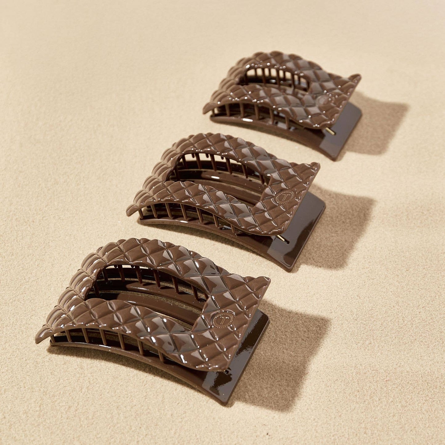 Flat Rectangle Hair Clip | Large | Truly Taupe Quilted - She Chester
