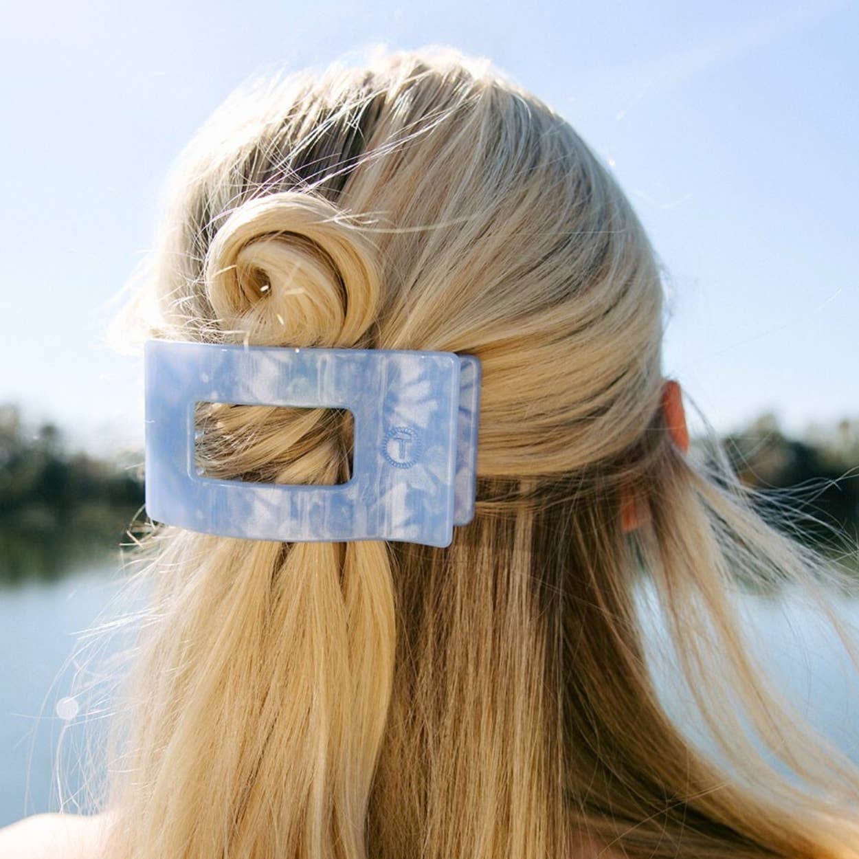 Flat Rectangle Hair Clip | Medium | Blue Lagoon - She Chester