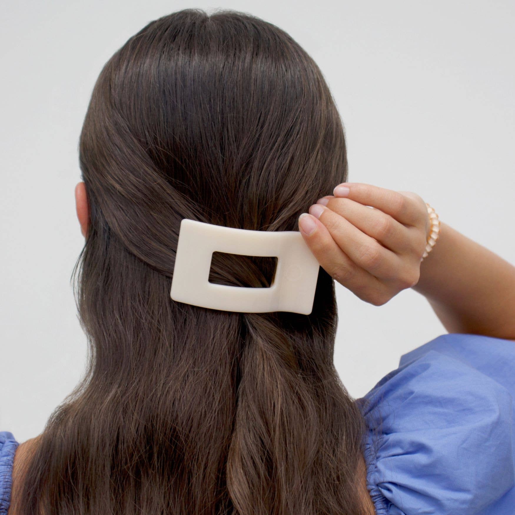 Flat Rectangle Hair Clip | Small | Almond Beige - She Chester