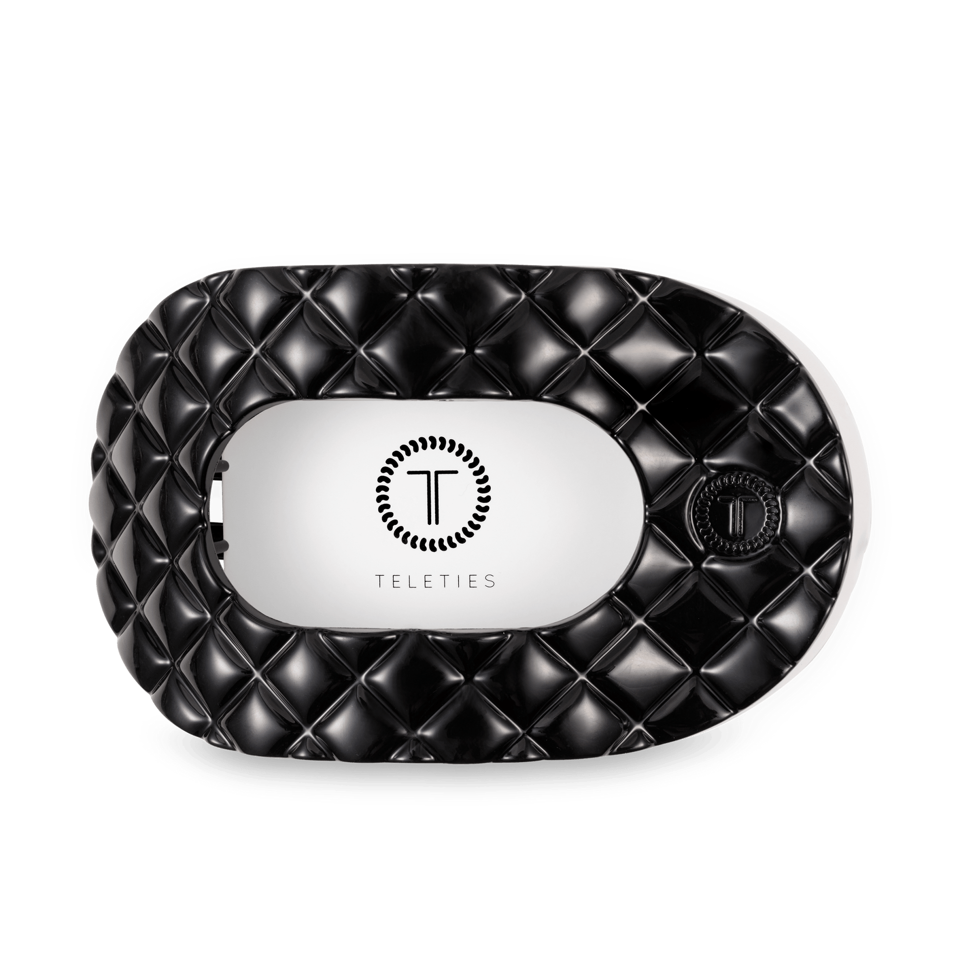 Flat Round Hair Clip | Large | Jet Black Quilted - She Chester