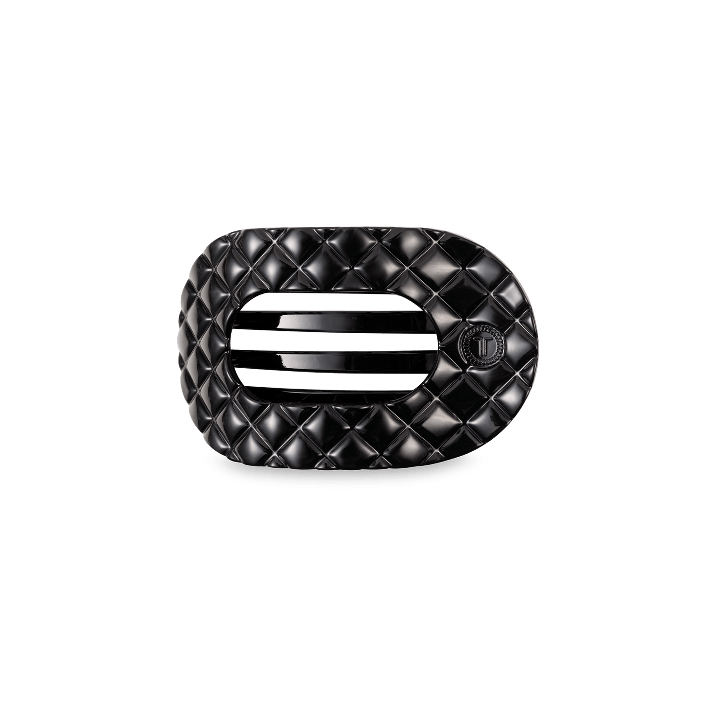 Flat Round Hair Clip | Small | Jet Black Quilted - She Chester