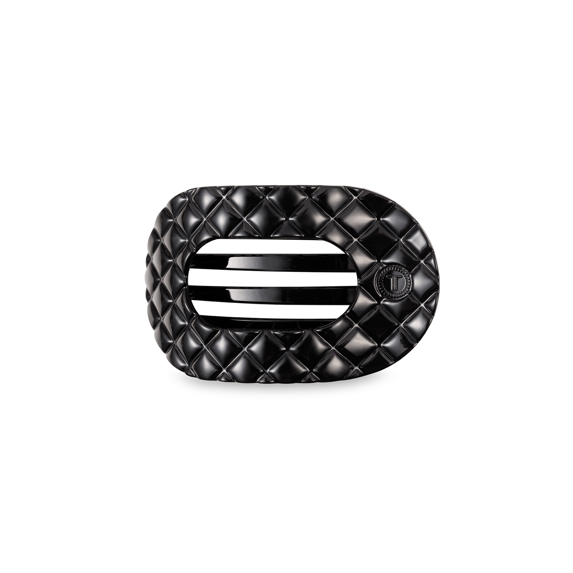 Flat Round Hair Clip | Small | Jet Black Quilted - She Chester