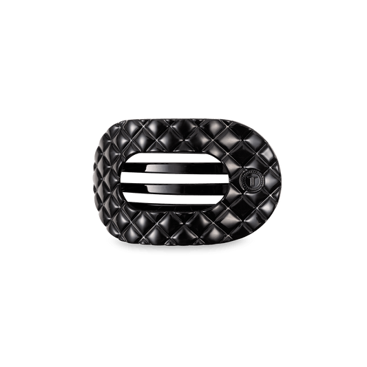 Flat Round Hair Clip | Small | Jet Black Quilted - She Chester