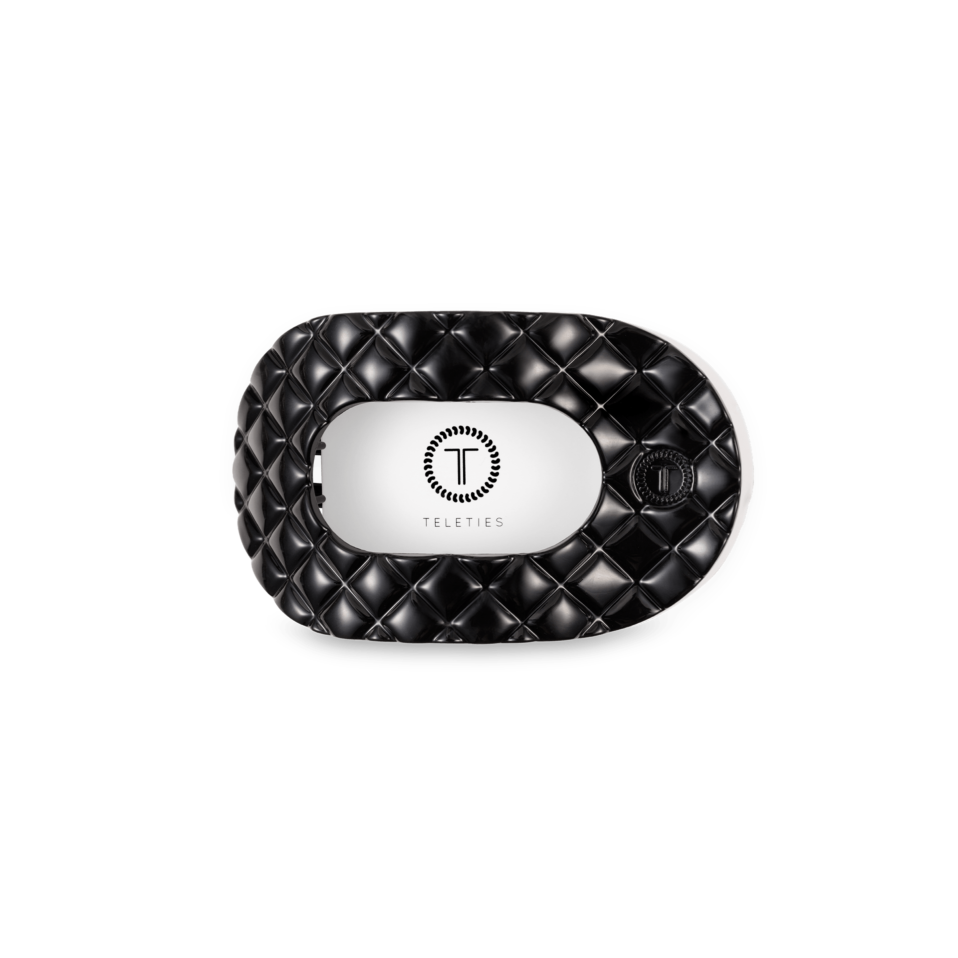 Flat Round Hair Clip | Small | Jet Black Quilted - She Chester