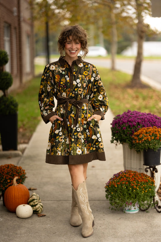 Fleur Olive Floral Dress - She Chester