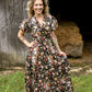 Floral Chocolate Tiered Maxi Dress - She Chester