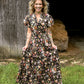 Floral Chocolate Tiered Maxi Dress - She Chester