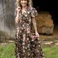 Floral Chocolate Tiered Maxi Dress - She Chester