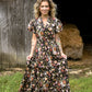 Floral Chocolate Tiered Maxi Dress - She Chester