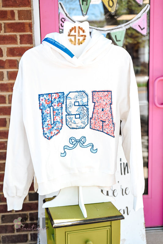 Floral Patchwork USA Hoodie - She Chester