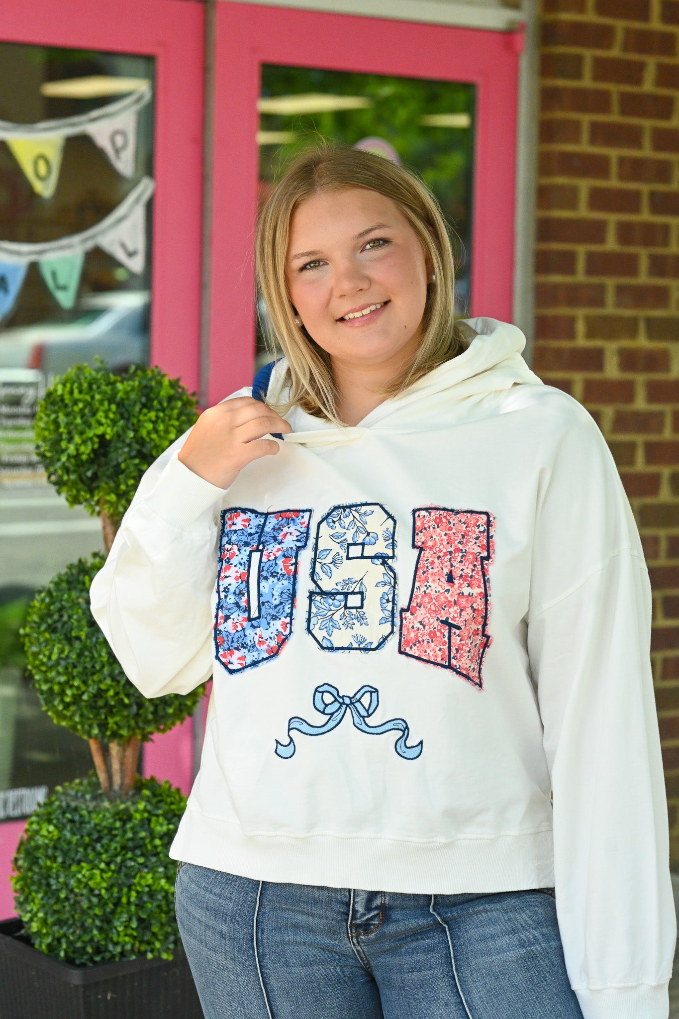 Floral Patchwork USA Hoodie - She Chester