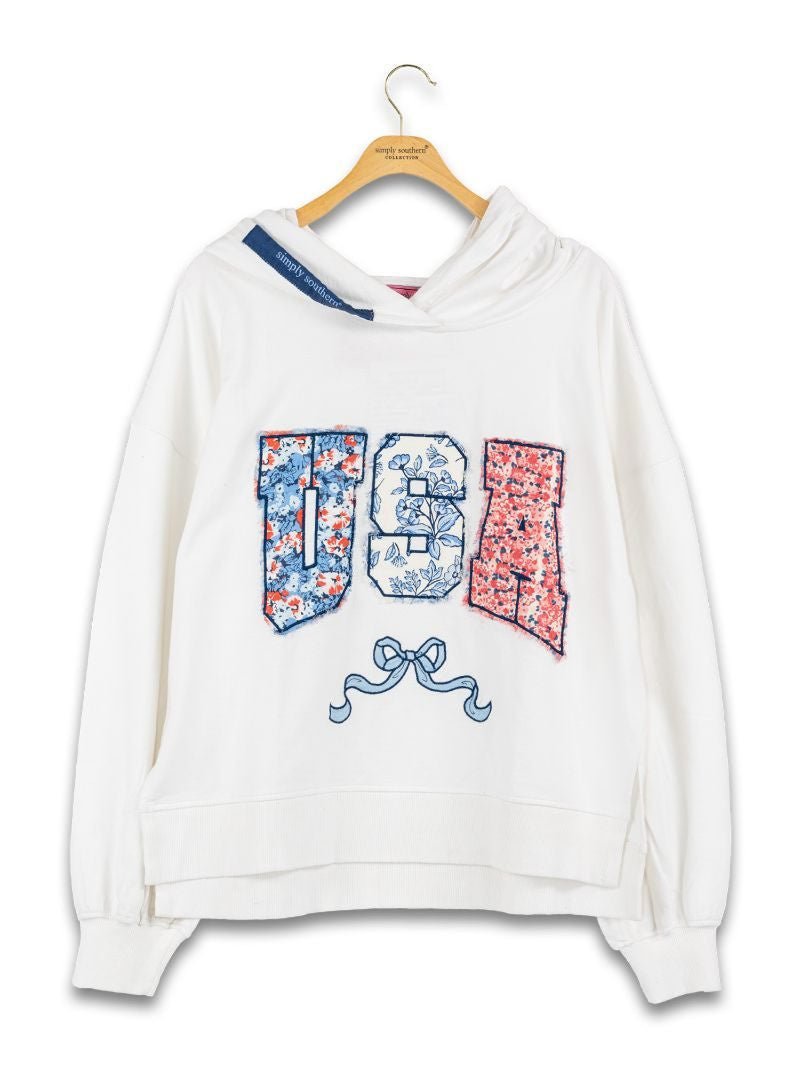 Floral Patchwork USA Hoodie - She Chester