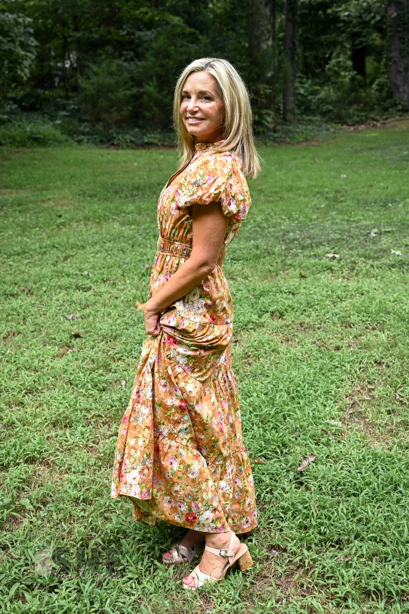 Floral Terra Cotta Tiered Maxi Dress - She Chester