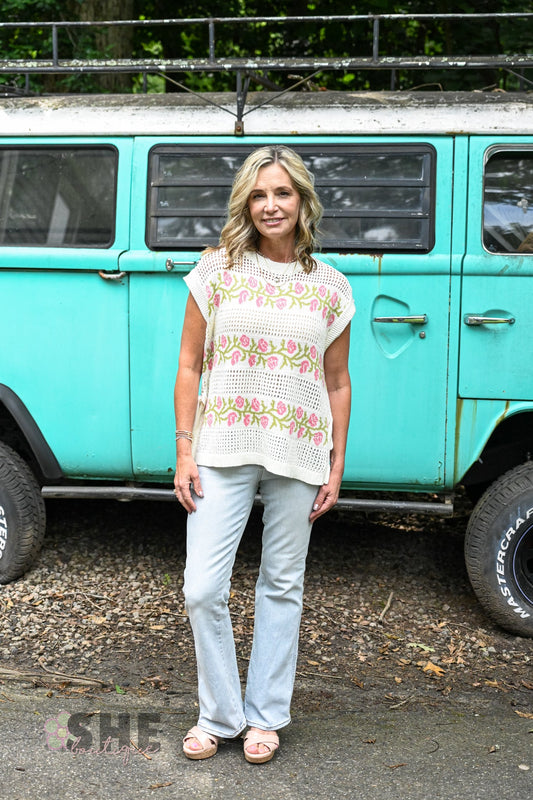 Flower Crochet Sweater Tank Vest - She Chester