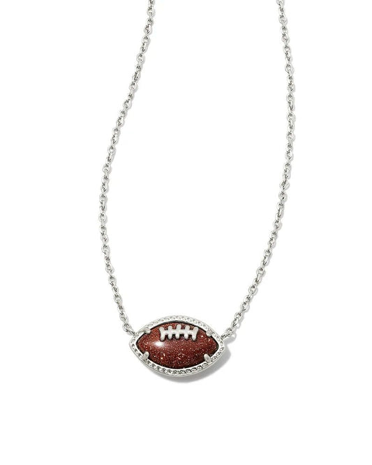 Football Short Pendant Necklace Gold Orange Goldstone - She Chester