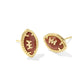 Football Stud Earrings Gold Orange Goldstone - She Chester