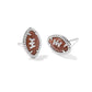 Football Stud Earrings Rhodium Orange Goldstone - She Chester