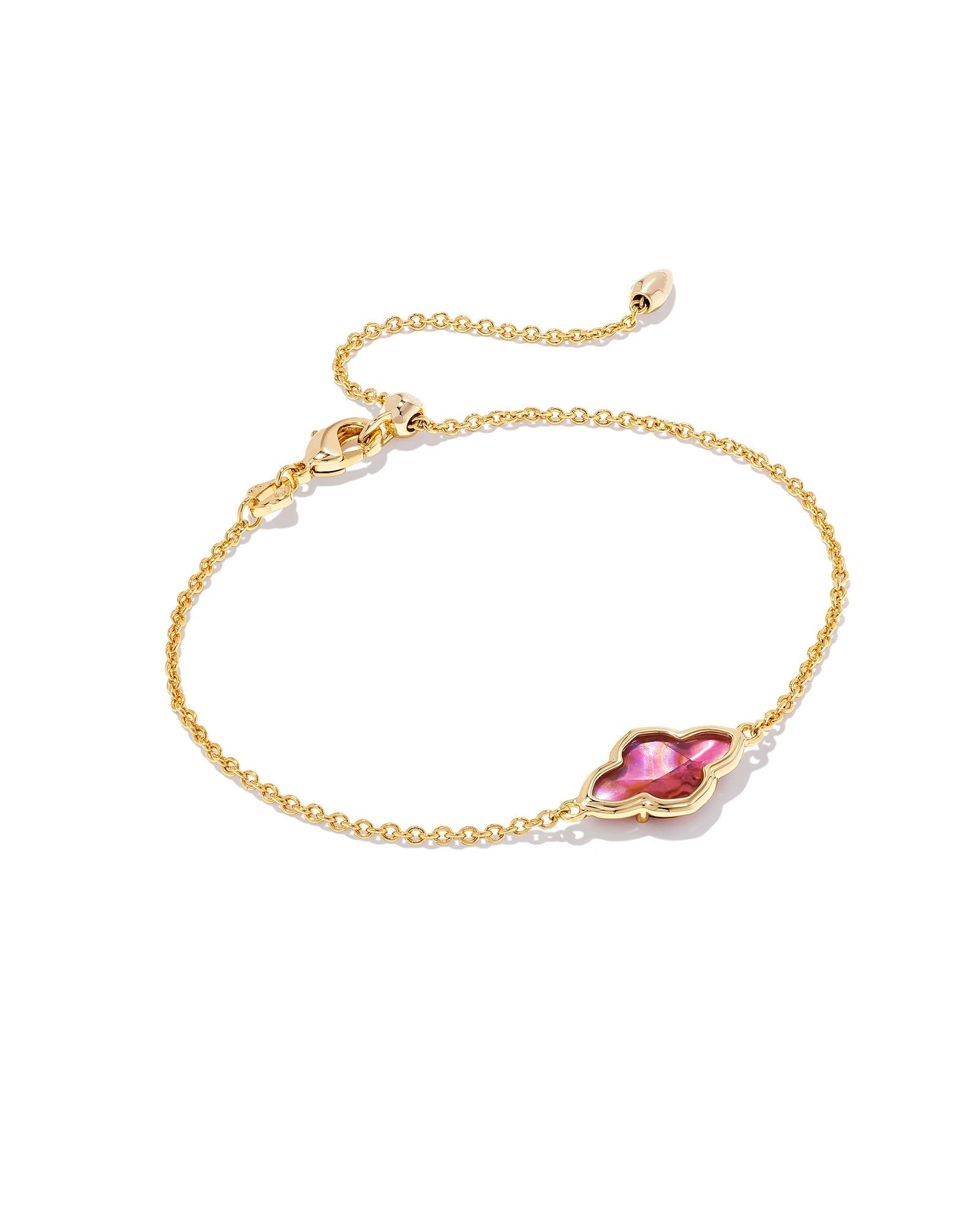 Framed Abbie Delicate Chain Bracelet Gold Light Burgundy Illusion - She Chester