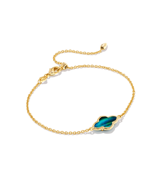 Framed Abbie Delicate Chain Bracelet Gold Teal Tigers Eye - She Chester
