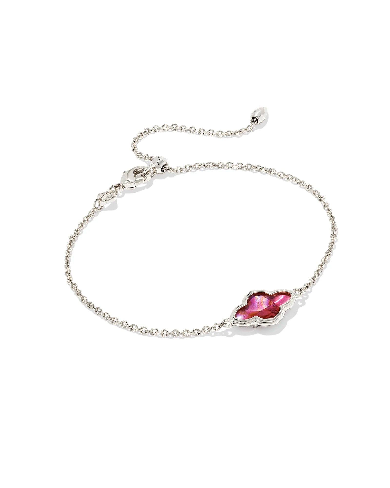 Framed Abbie Delicate Chain Bracelet Rhodium Light Burgundy Illusion - She Chester