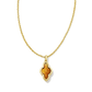 Framed Abbie Pendant Necklace Gold Marbled Amber Illusion - She Chester