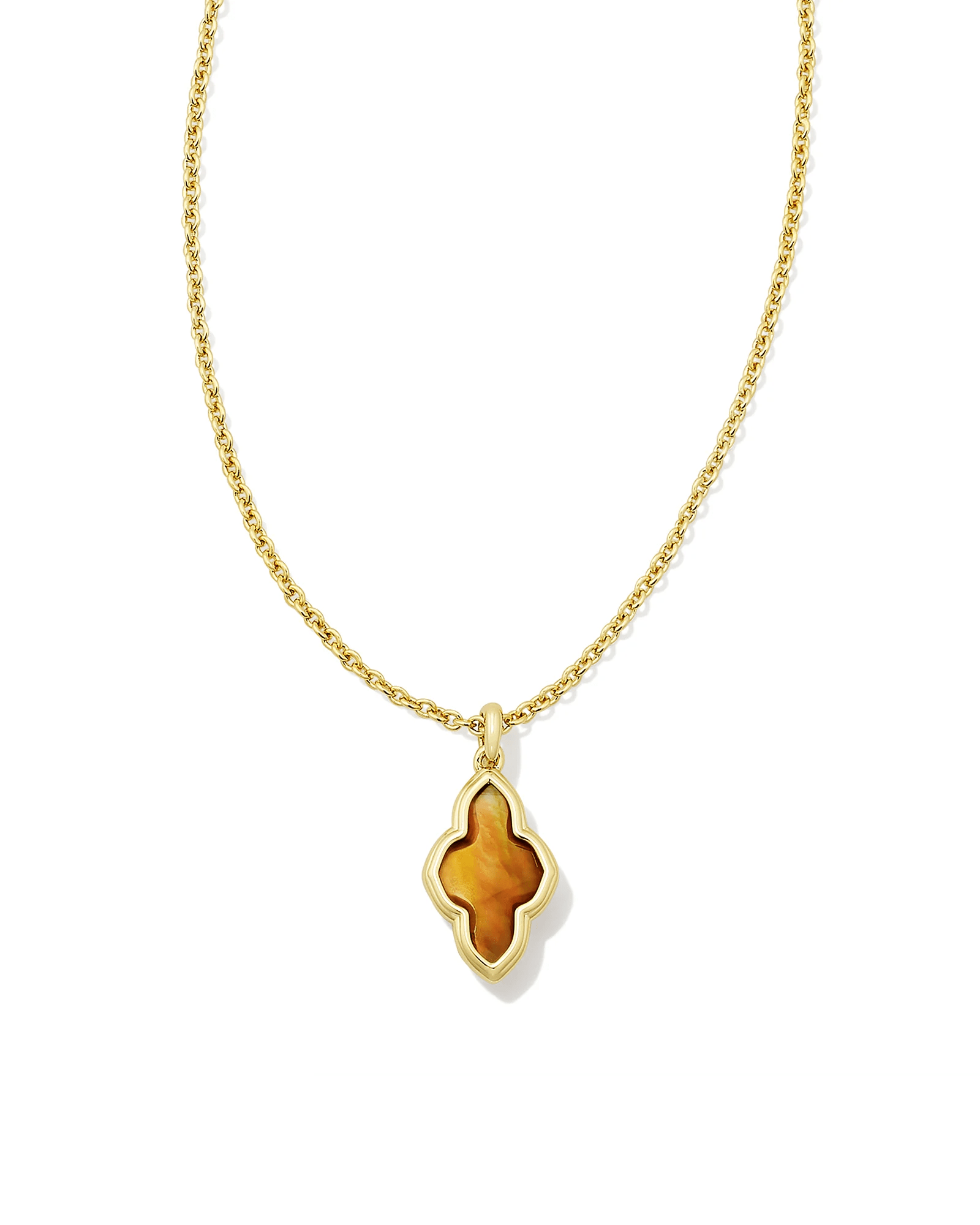 Framed Abbie Pendant Necklace Gold Marbled Amber Illusion - She Chester