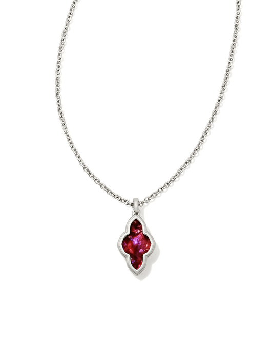 Framed Abbie Pendant Necklace Rhodium Light Burgundy Illusion - She Chester