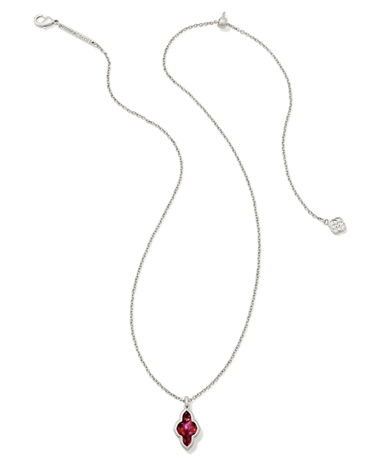 Framed Abbie Pendant Necklace Rhodium Light Burgundy Illusion - She Chester