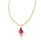 Framed Abbie Short Pendant Necklace Gold Light Burgundy Illusion - She Chester