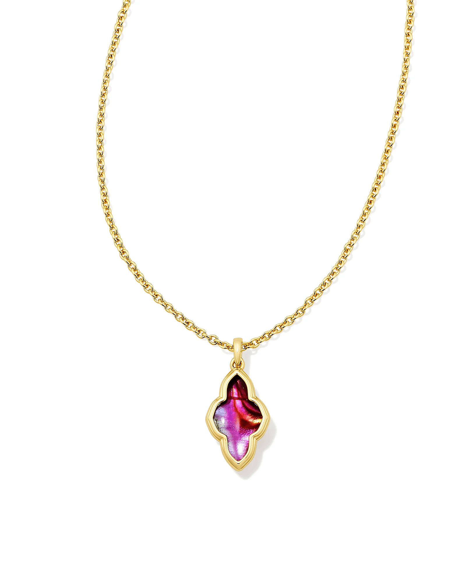 Framed Abbie Short Pendant Necklace Gold Light Burgundy Illusion - She Chester