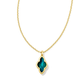 Framed Abbie Short Pendant Necklace Gold Teal Tigers Eye - She Chester
