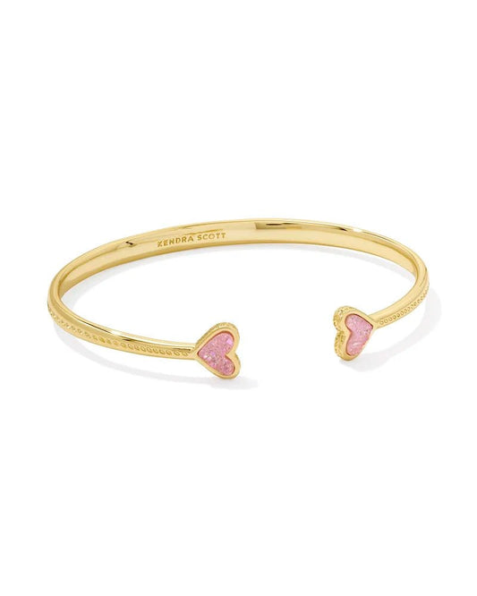 Framed Ari Heart Cuff Bracelet Gold Light Pink Drusy - She Chester