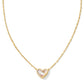 Framed Ari Heart Pendant Necklace Gold Iridescent Abalone - She Chester