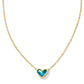 Framed Ari Heart Pendant Necklace Rhodium Mood Stone - She Chester