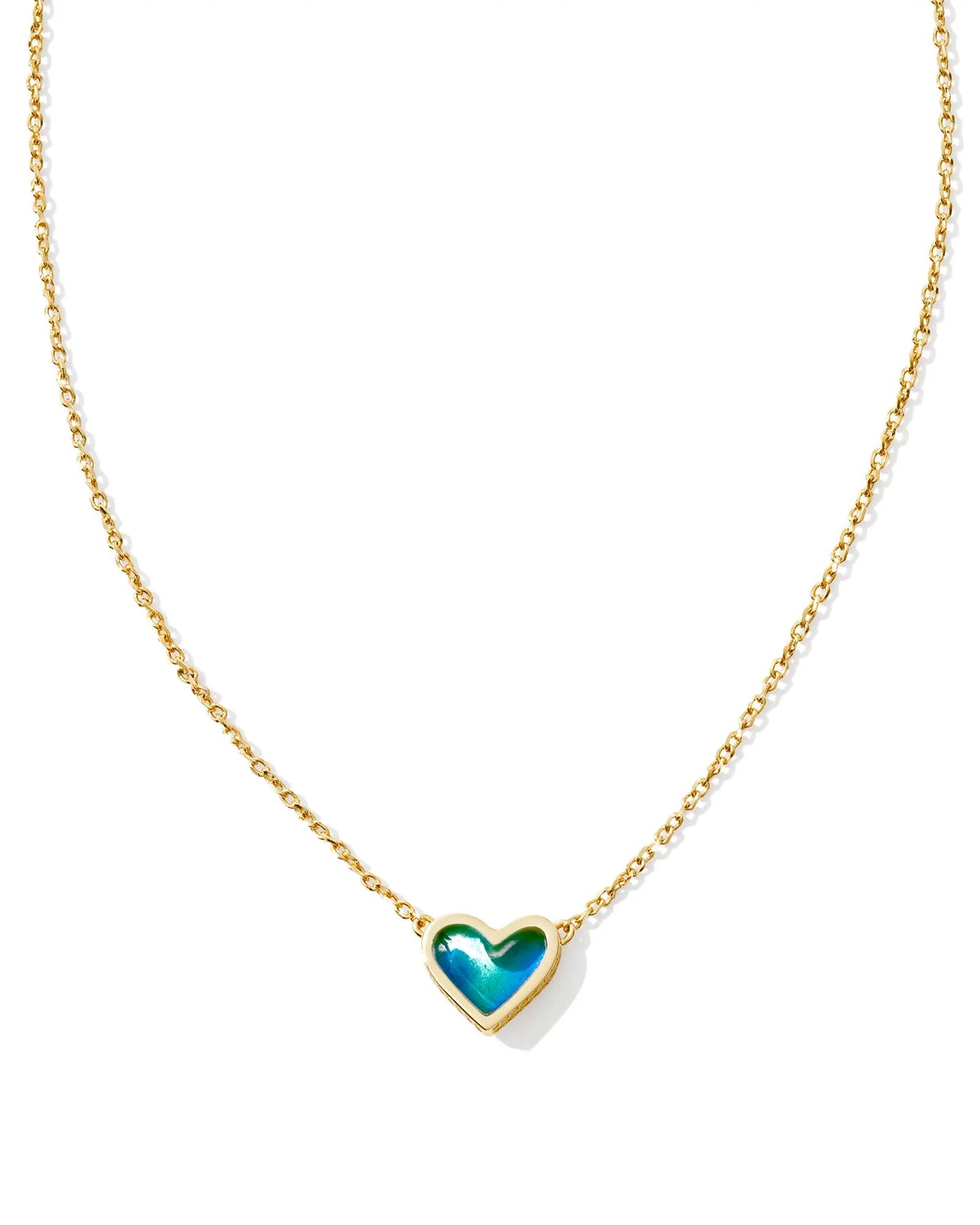 Framed Ari Heart Pendant Necklace Rhodium Mood Stone - She Chester